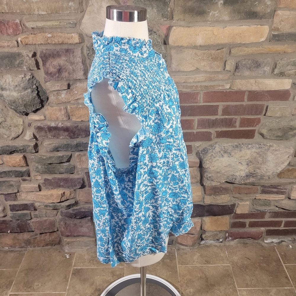 J. Crew Garden Soft Gauze Top In Blue And White Blooms Floral Size 3x - Picture 5 of 9